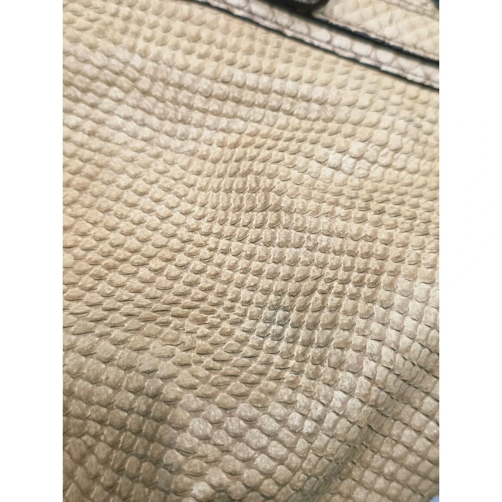Coach Madison Sophia Satchel M Tan Python Embossed Leather Silver Chain Luxury